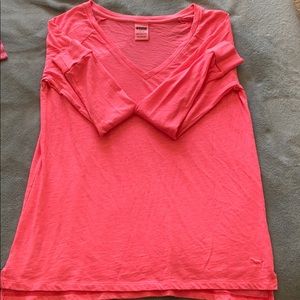 PINK V-Neck Long-Sleeve
